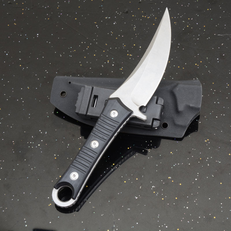 MT SBK Borka Fixed Blade Knife 4.33" M390 Dagger Blade, Milled Black G10 Handles