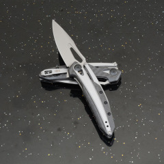 ZT 0990 Flipper Knife 3.26" CPM-20CV Stonewashed Drop Point Blade, Carbon Fiber Handles with Steel Overlay