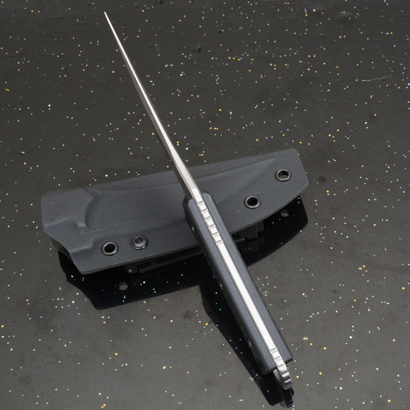 MT SBK Borka Fixed Blade Knife 4.33" M390 Dagger Blade, Milled Black G10 Handles