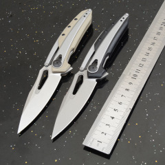 ZT0990 Flipper Knife 3.26" 8Cr13mov Stonewashed Drop Point Blade, G10 Handles with Steel Overlay