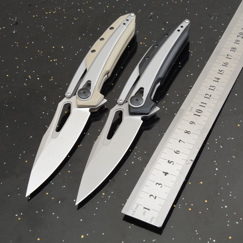 ZT0990 Flipper Knife 3.26" 8Cr13mov Stonewashed Drop Point Blade, G10 Handles with Steel Overlay