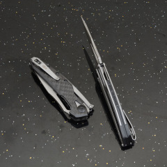 ZT 0990 Flipper Knife 3.26" CPM-20CV Stonewashed Drop Point Blade, Carbon Fiber Handles with Steel Overlay