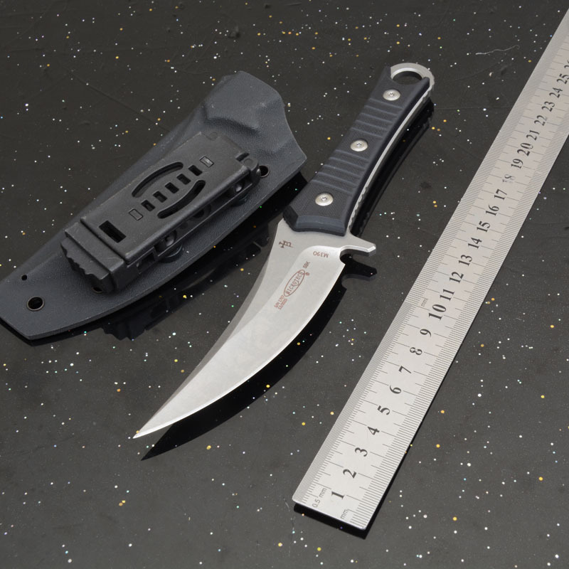 MT SBK Borka Fixed Blade Knife 4.33" M390 Dagger Blade, Milled Black G10 Handles