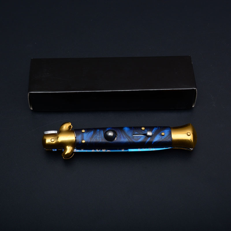 Italy AKC Godfather Stiletto Mafia OTF AUTO Knife 3.77" 440c Steel Blade, Acrylic Handles