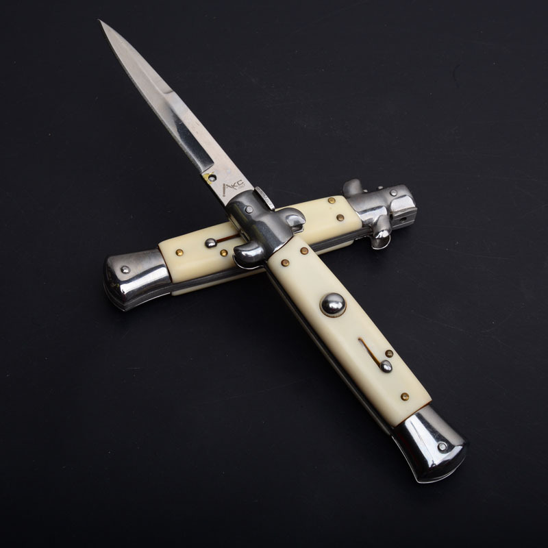 Italy AKC Godfather Stiletto Mafia OTF AUTO Knife 3.77" 440c Steel Blade, Acrylic Handles