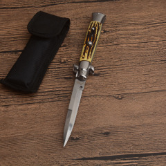 Italy AKC Godfather Stiletto Mafia OTF AUTO Knife 3.77" 440c Steel Blade, Acrylic Handles