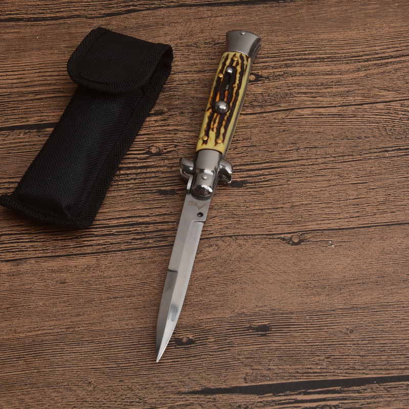 Italy AKC Godfather Stiletto Mafia OTF AUTO Knife 3.77" 440c Steel Blade, Acrylic Handles