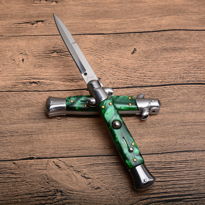 Italy AKC Godfather Stiletto Mafia OTF AUTO Knife 3.77" 440c Steel Blade, Acrylic Handles