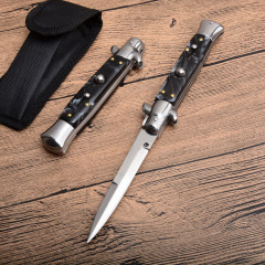 Italy AKC Godfather Stiletto Mafia OTF AUTO Knife 3.77" 440c Steel Blade, Acrylic Handles