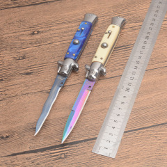 Italy AKC Godfather Stiletto Mafia OTF AUTO Knife 3.77" 440c Steel Blade, Acrylic Handles