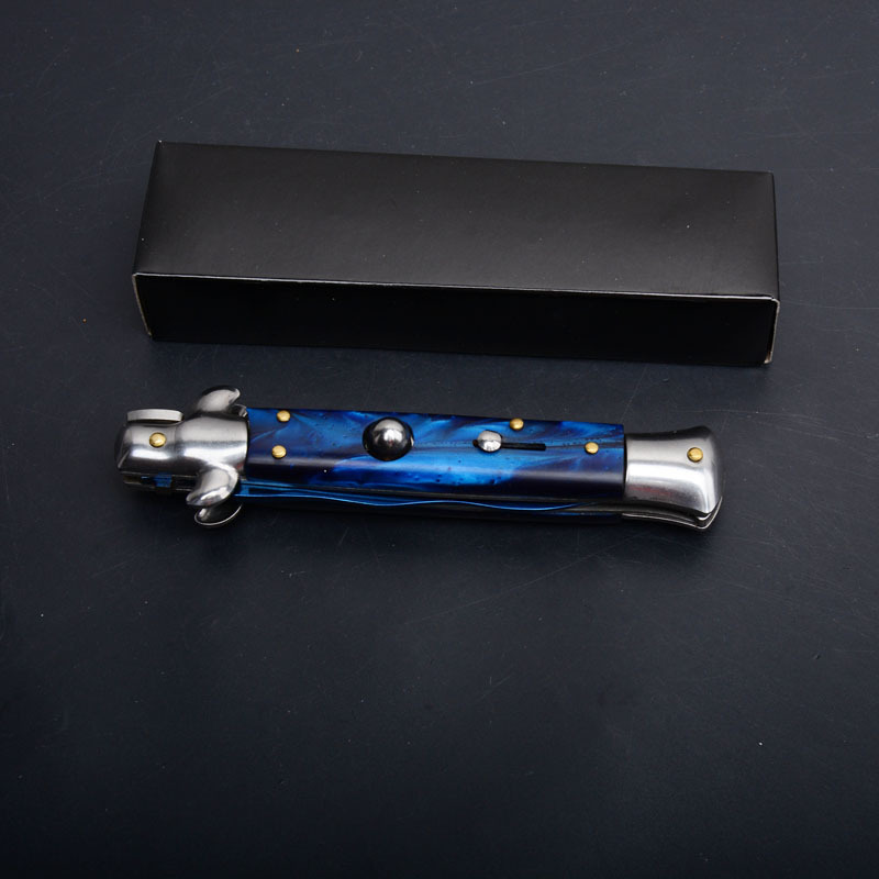 Italy AKC Godfather Stiletto Mafia OTF AUTO Knife 3.77" 440c Steel Blade, Acrylic Handles