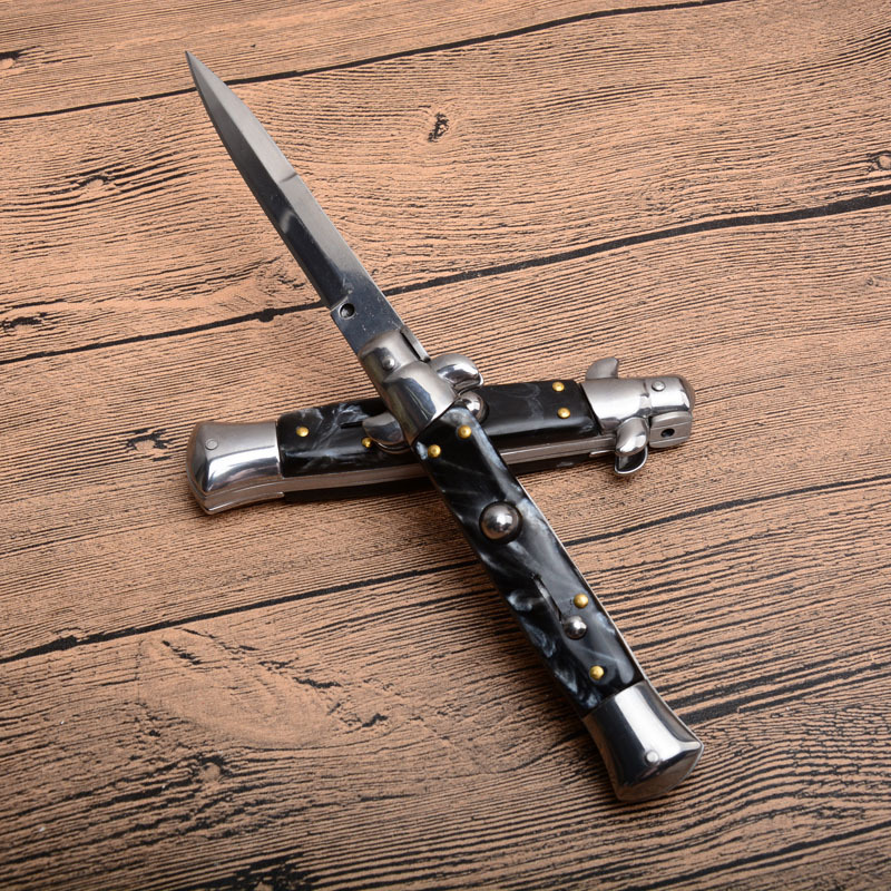 Italy AKC Godfather Stiletto Mafia OTF AUTO Knife 3.77" 440c Steel Blade, Acrylic Handles