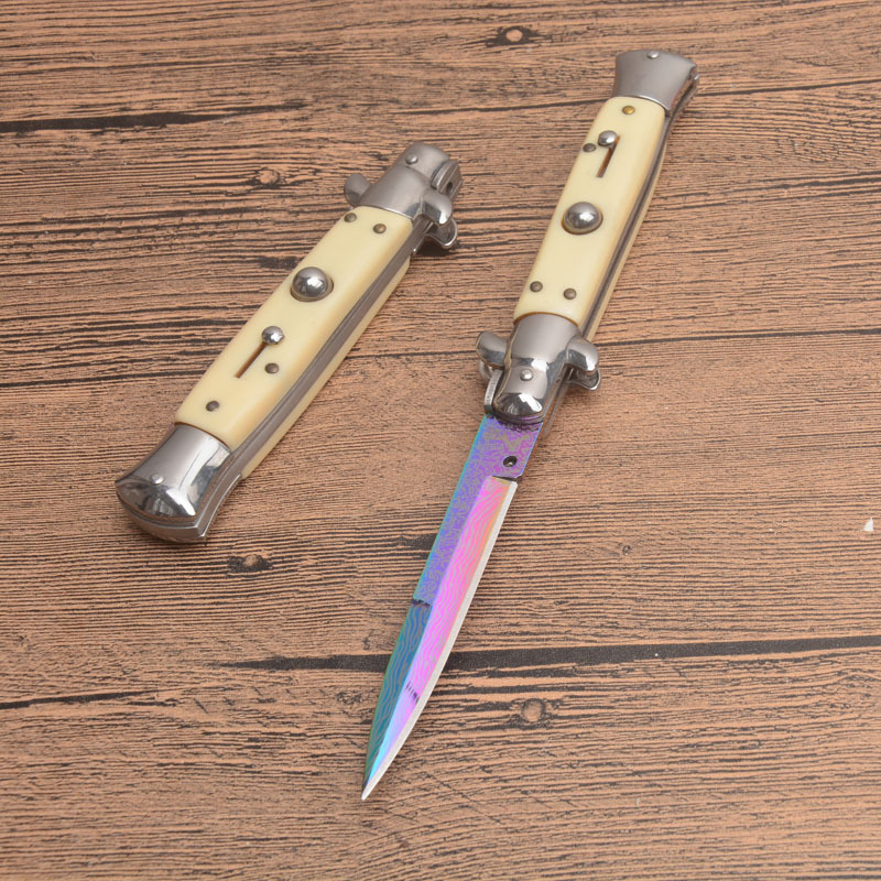 Italy AKC Godfather Stiletto Mafia OTF AUTO Knife 3.77" 440c Steel Blade, Acrylic Handles