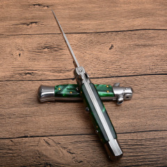 Italy AKC Godfather Stiletto Mafia OTF AUTO Knife 3.77" 440c Steel Blade, Acrylic Handles