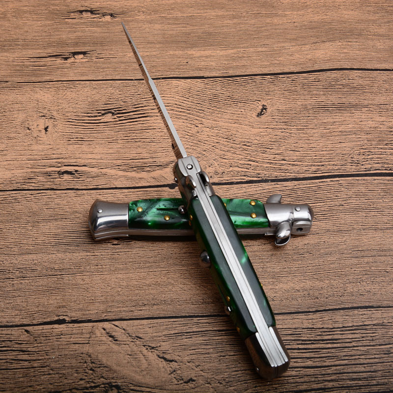 Italy AKC Godfather Stiletto Mafia OTF AUTO Knife 3.77" 440c Steel Blade, Acrylic Handles