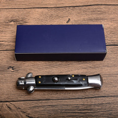 Italy AKC Godfather Stiletto Mafia OTF AUTO Knife 3.77" 440c Steel Blade, Acrylic Handles