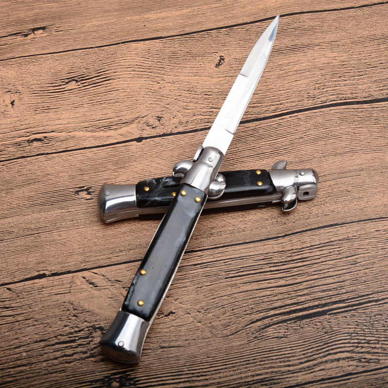 Italy AKC Godfather Stiletto Mafia OTF AUTO Knife 3.77" 440c Steel Blade, Acrylic Handles