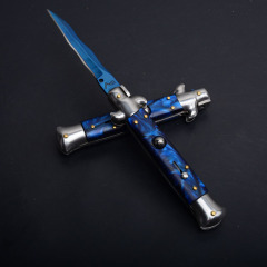 Italy AKC Godfather Stiletto Mafia OTF AUTO Knife 3.77" 440c Steel Blade, Acrylic Handles