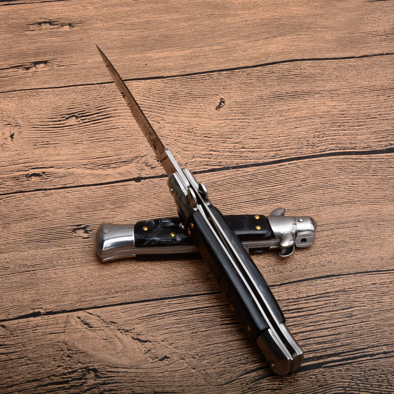 Italy AKC Godfather Stiletto Mafia OTF AUTO Knife 3.77" 440c Steel Blade, Acrylic Handles