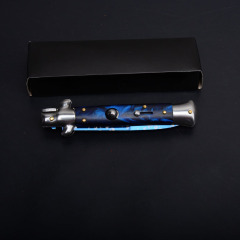 Italy AKC Godfather Stiletto Mafia OTF AUTO Knife 3.77" 440c Steel Blade, Acrylic Handles