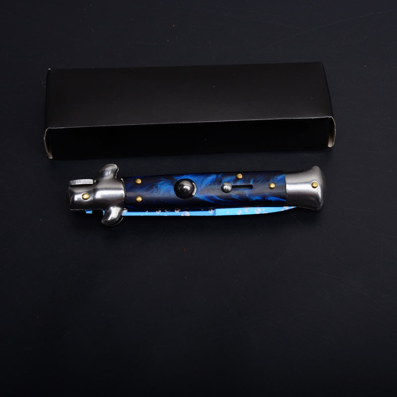 Italy AKC Godfather Stiletto Mafia OTF AUTO Knife 3.77" 440c Steel Blade, Acrylic Handles