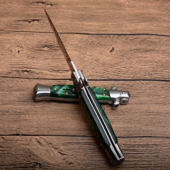 Italy AKC Godfather Stiletto Mafia OTF AUTO Knife 3.77" 440c Steel Blade, Acrylic Handles