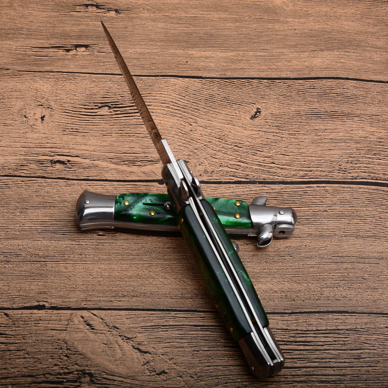 Italy AKC Godfather Stiletto Mafia OTF AUTO Knife 3.77" 440c Steel Blade, Acrylic Handles