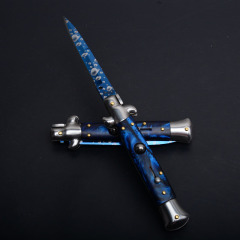 Italy AKC Godfather Stiletto Mafia OTF AUTO Knife 3.77" 440c Steel Blade, Acrylic Handles