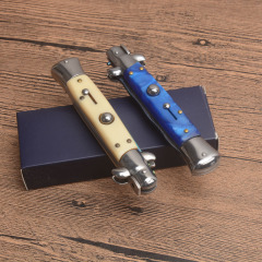 Italy AKC Godfather Stiletto Mafia OTF AUTO Knife 3.77" 440c Steel Blade, Acrylic Handles