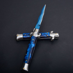 Italy AKC Godfather Stiletto Mafia OTF AUTO Knife 3.77" 440c Steel Blade, Acrylic Handles