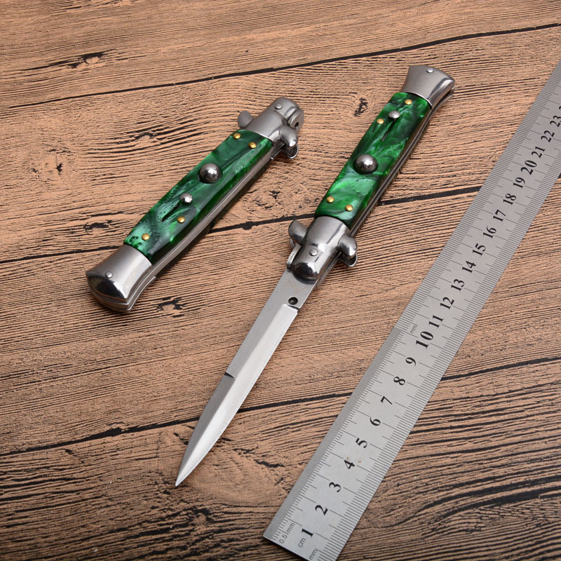 Italy AKC Godfather Stiletto Mafia OTF AUTO Knife 3.77" 440c Steel Blade, Acrylic Handles