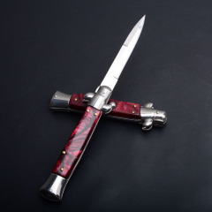 Italy AKC Godfather Stiletto Mafia OTF AUTO Knife 3.77" 440c Steel Blade, Acrylic Handles