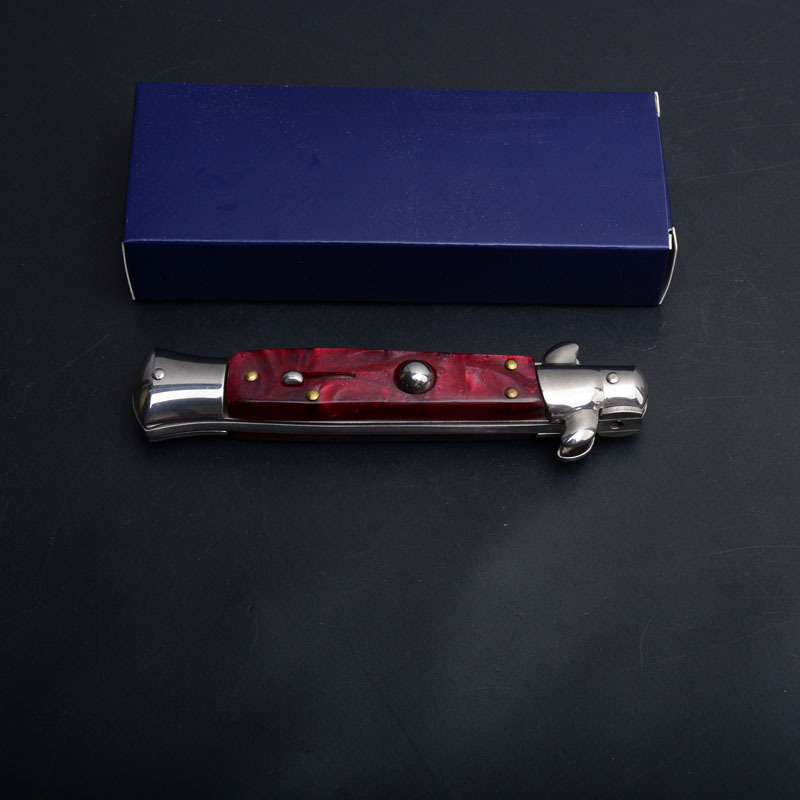 Italy AKC Godfather Stiletto Mafia OTF AUTO Knife 3.77" 440c Steel Blade, Acrylic Handles