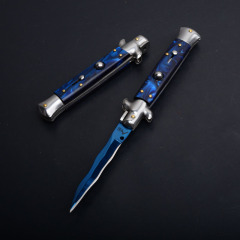 Italy AKC Godfather Stiletto Mafia OTF AUTO Knife 3.77" 440c Steel Blade, Acrylic Handles