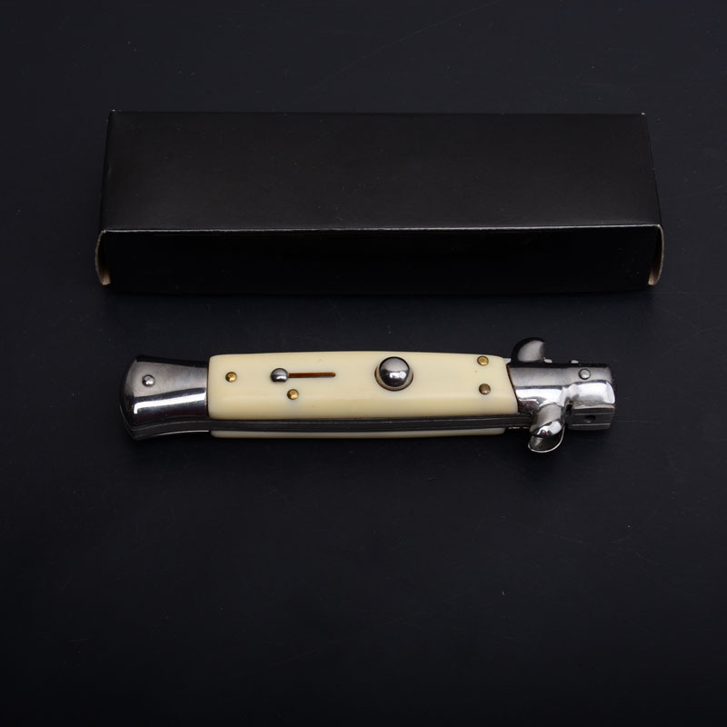 Italy AKC Godfather Stiletto Mafia OTF AUTO Knife 3.77" 440c Steel Blade, Acrylic Handles