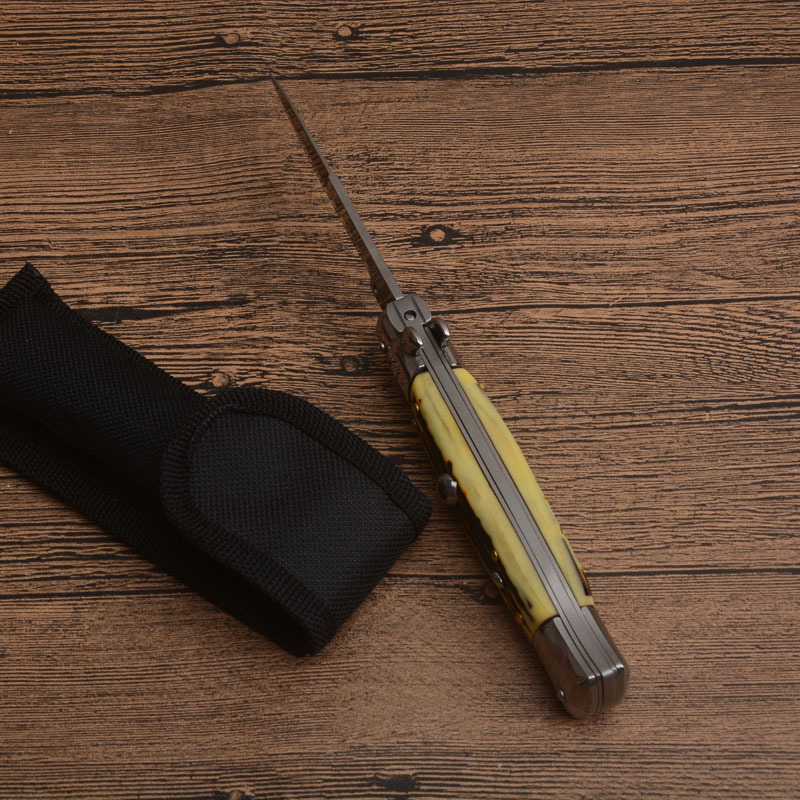 Italy AKC Godfather Stiletto Mafia OTF AUTO Knife 3.77" 440c Steel Blade, Acrylic Handles