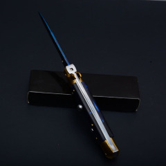 Italy AKC Godfather Stiletto Mafia OTF AUTO Knife 3.77" 440c Steel Blade, Acrylic Handles