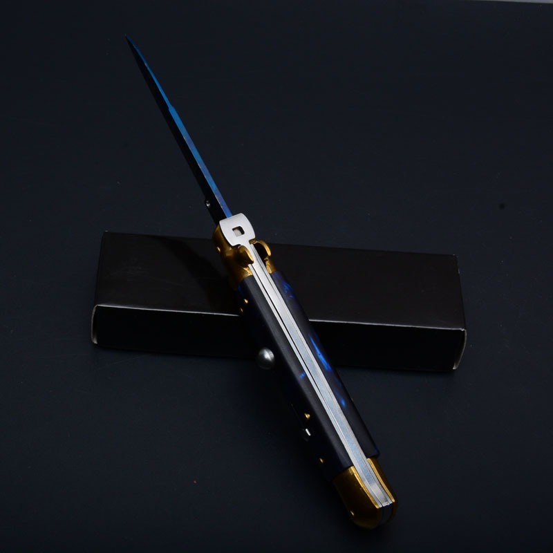 Italy AKC Godfather Stiletto Mafia OTF AUTO Knife 3.77" 440c Steel Blade, Acrylic Handles