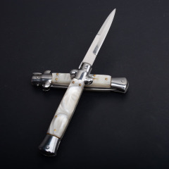 Italy AKC Godfather Stiletto Mafia OTF AUTO Knife 3.77" 440c Steel Blade, Acrylic Handles