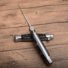 Italy AKC Godfather Stiletto Mafia OTF AUTO Knife 3.77" 440c Steel Blade, Acrylic Handles