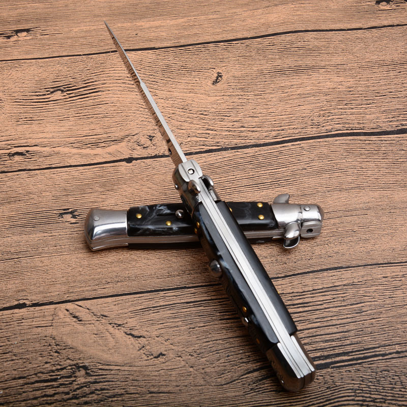 Italy AKC Godfather Stiletto Mafia OTF AUTO Knife 3.77" 440c Steel Blade, Acrylic Handles