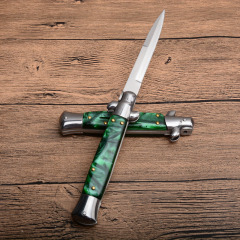 Italy AKC Godfather Stiletto Mafia OTF AUTO Knife 3.77" 440c Steel Blade, Acrylic Handles