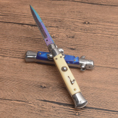 Italy AKC Godfather Stiletto Mafia OTF AUTO Knife 3.77" 440c Steel Blade, Acrylic Handles