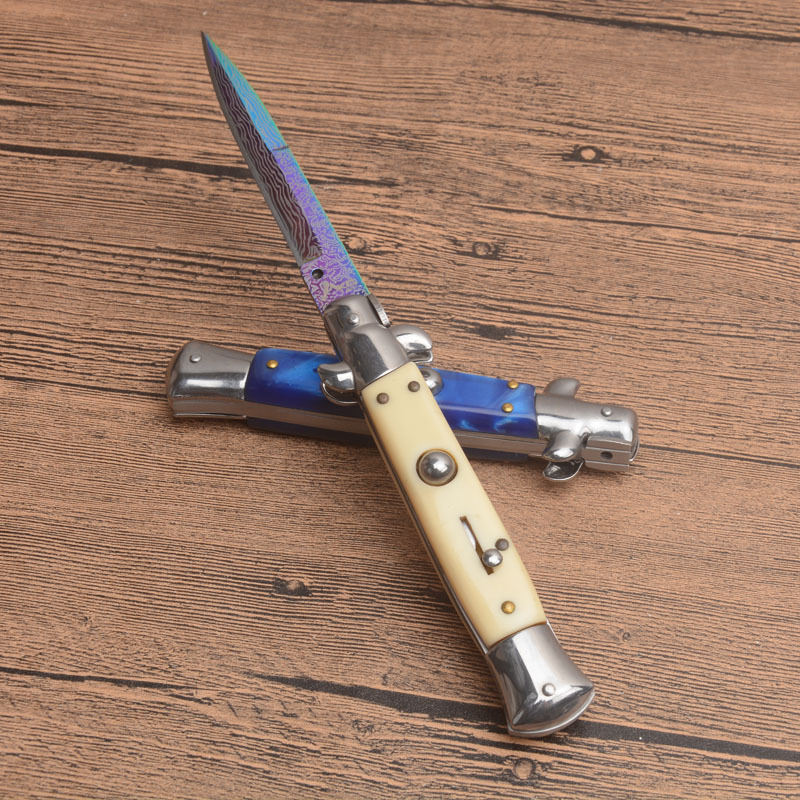 Italy AKC Godfather Stiletto Mafia OTF AUTO Knife 3.77" 440c Steel Blade, Acrylic Handles