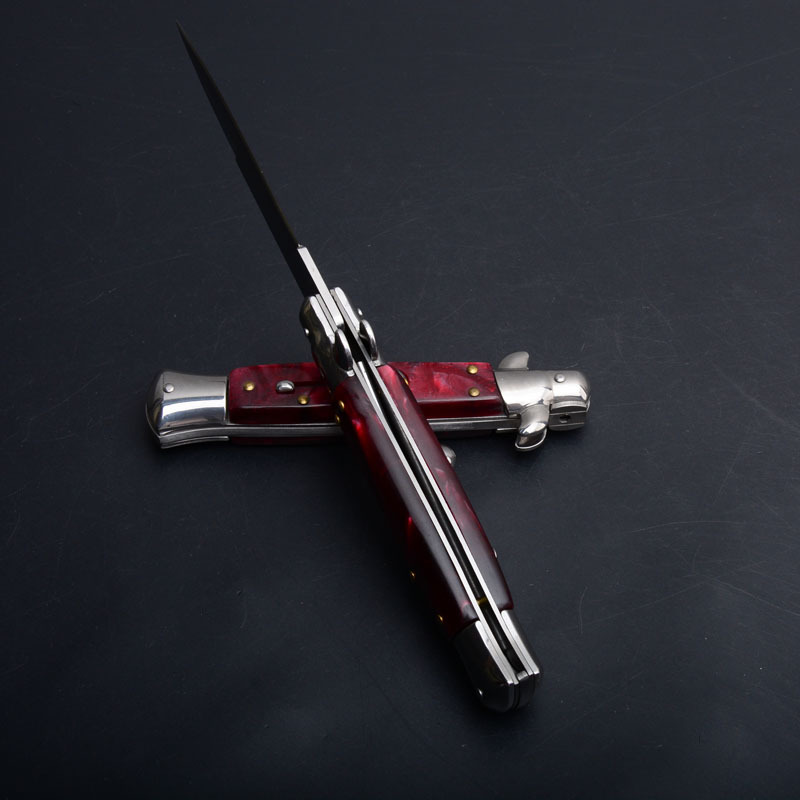 Italy AKC Godfather Stiletto Mafia OTF AUTO Knife 3.77" 440c Steel Blade, Acrylic Handles