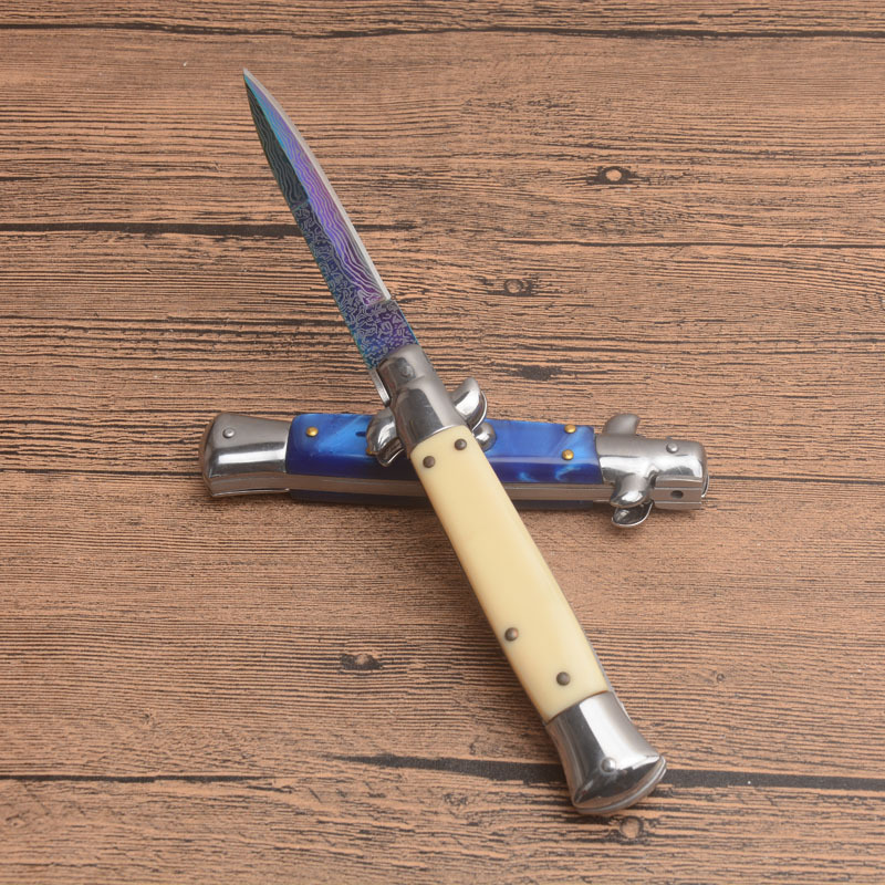 Italy AKC Godfather Stiletto Mafia OTF AUTO Knife 3.77" 440c Steel Blade, Acrylic Handles