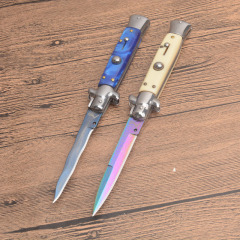 Italy AKC Godfather Stiletto Mafia OTF AUTO Knife 3.77" 440c Steel Blade, Acrylic Handles