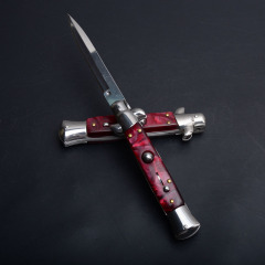 Italy AKC Godfather Stiletto Mafia OTF AUTO Knife 3.77" 440c Steel Blade, Acrylic Handles