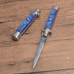 Italy AKC Godfather Stiletto Mafia OTF AUTO Knife 3.77" 440c Steel Blade, Acrylic Handles