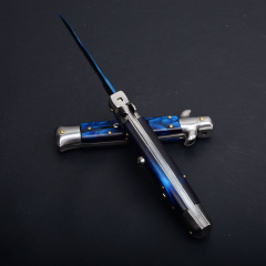 Italy AKC Godfather Stiletto Mafia OTF AUTO Knife 3.77" 440c Steel Blade, Acrylic Handles